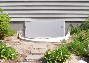 Rigid plastic crawl space access well installed in a Picton crawl space