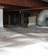 A Birds Creek crawl space moisture system with a low ceiling