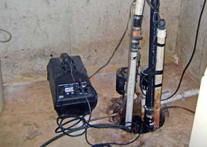 Pedestal sump pump system installed in a home in Castleton