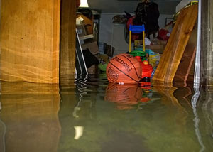 A flooded basement bedroom in Frankford