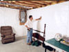 A basement wall covering for creating a vapor barrier on basement walls in Bruceton