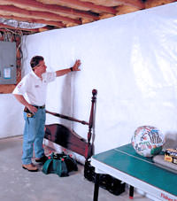 Plastic 20-mil vapor barrier for dirt basements, Gilmour, Ontario installation